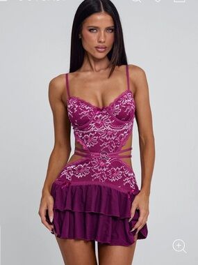 Outcast Santana Mini Dress Burgundy XXS